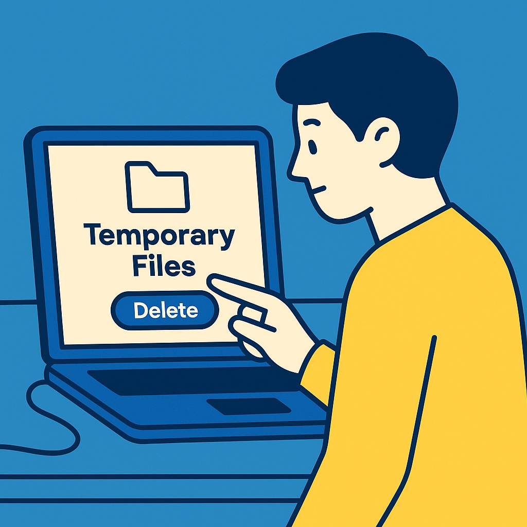 컴퓨터 임시파일을 정리하는 모습