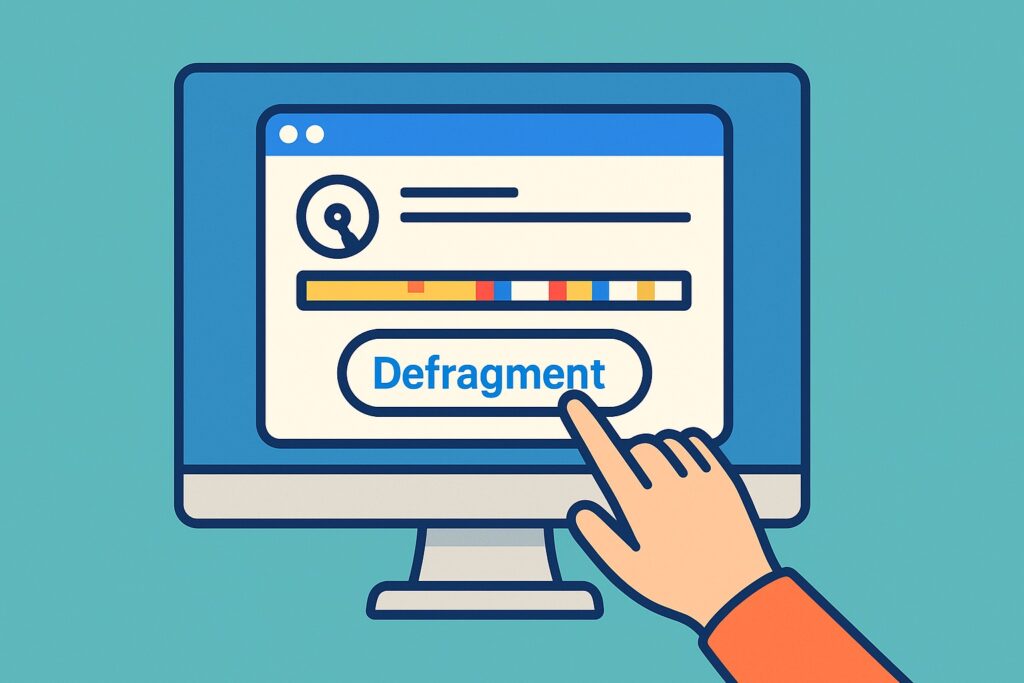 디스크 조각 모음을 실행하는 모습