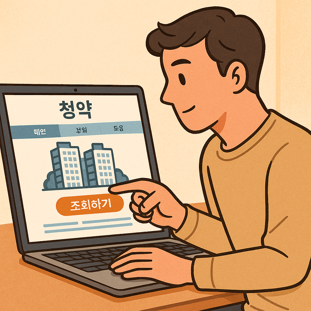 노트북으로 청약 관련 사이트를 조회하는 사람