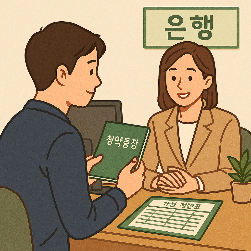 은행 창구에서 전세자금대출 상담을 받는 청년