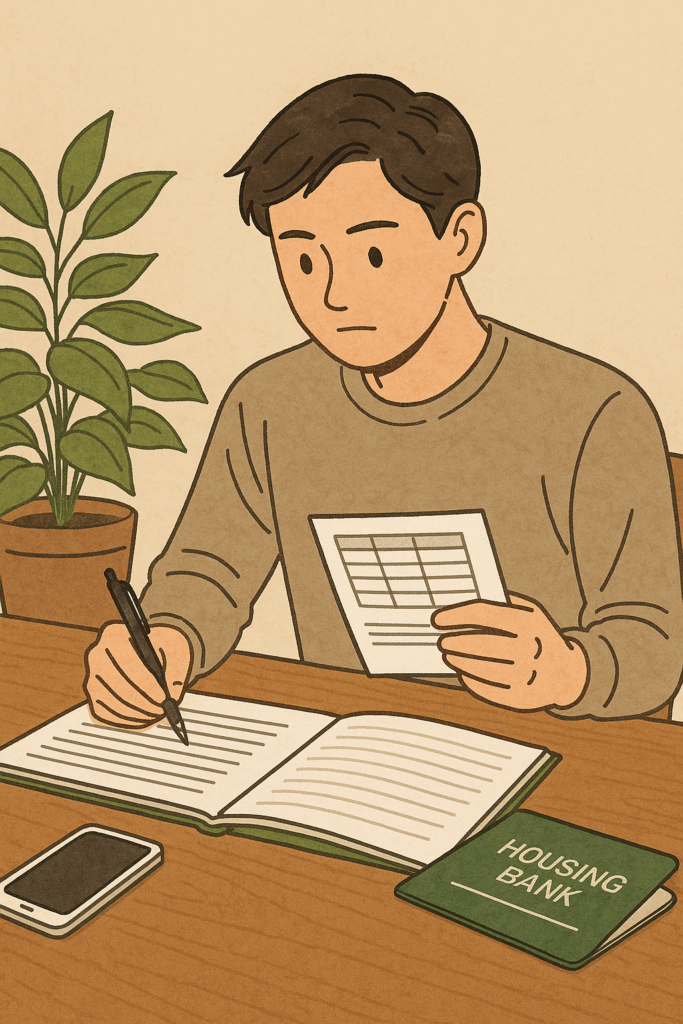 청약 통장을 관리하는 청년의 모습