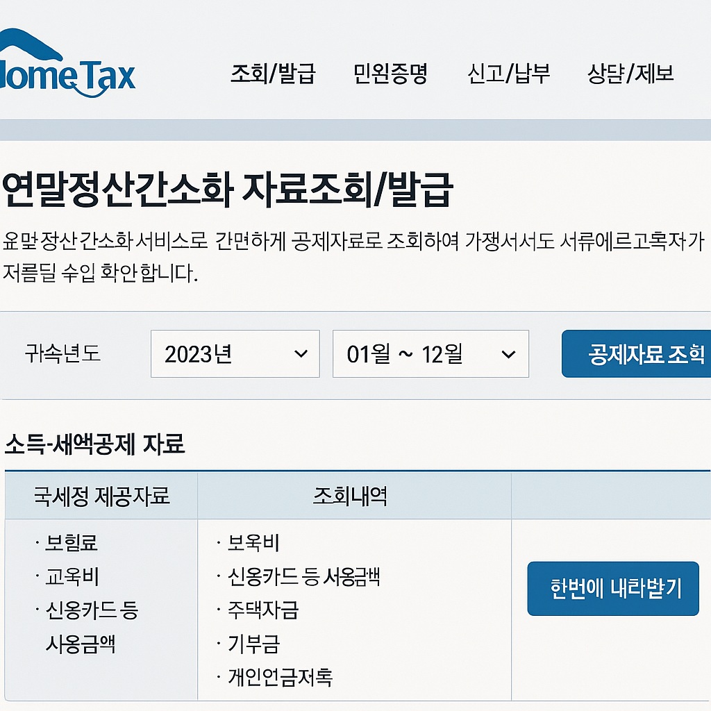 홈택스 연말정산 간소화 서비스 화면 캡처