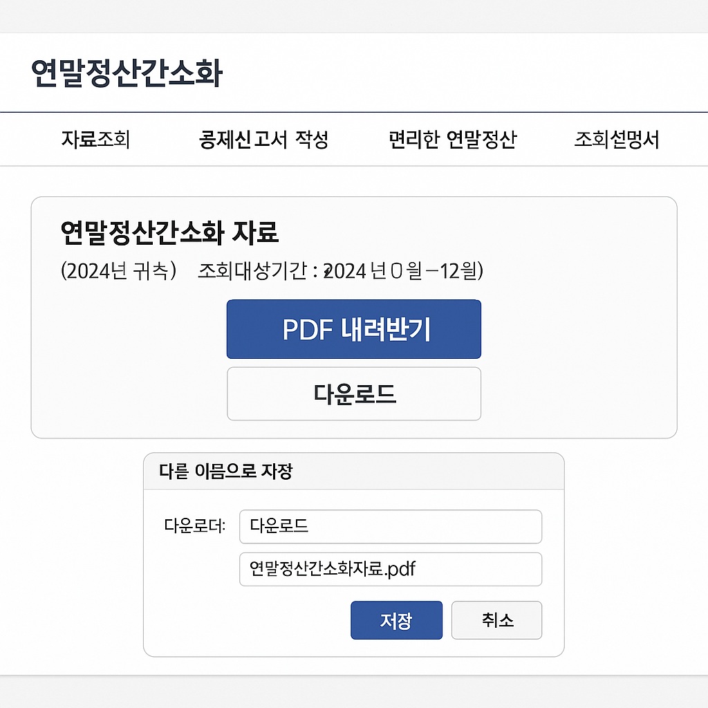 연말정산 간소화 자료 PDF 다운로드 화면