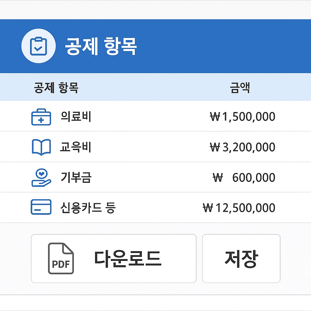 공제 항목별 상세내역 화면 캡처